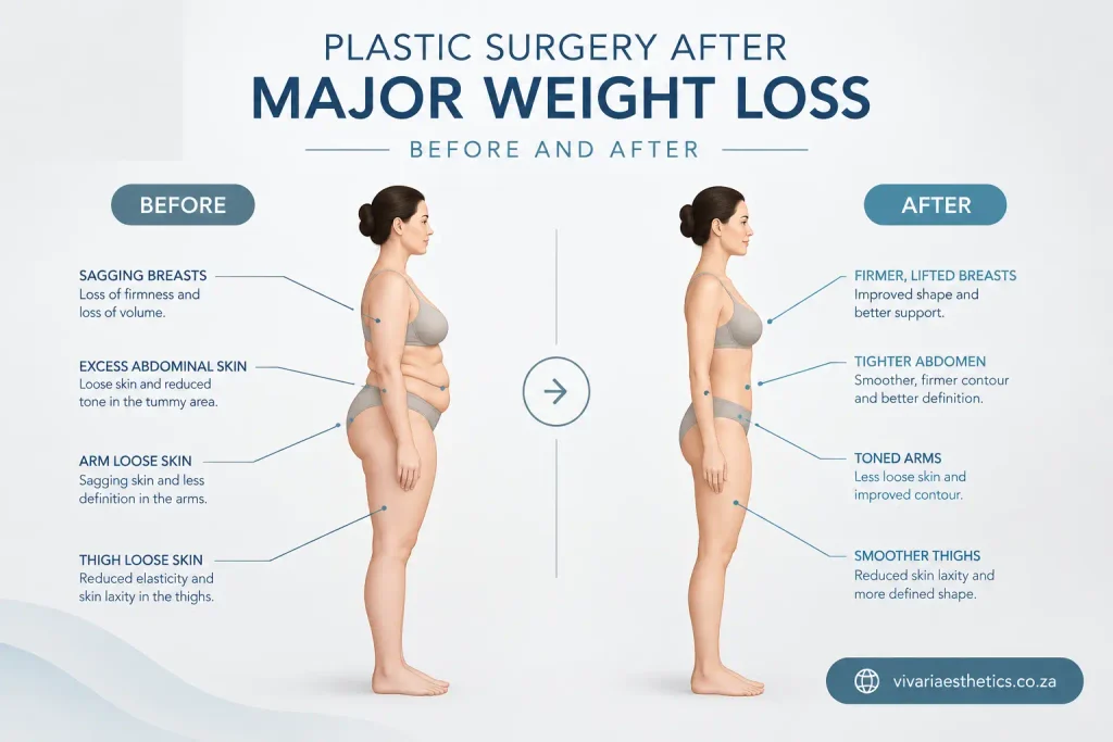 Before and after results of plastic surgery following major weight loss